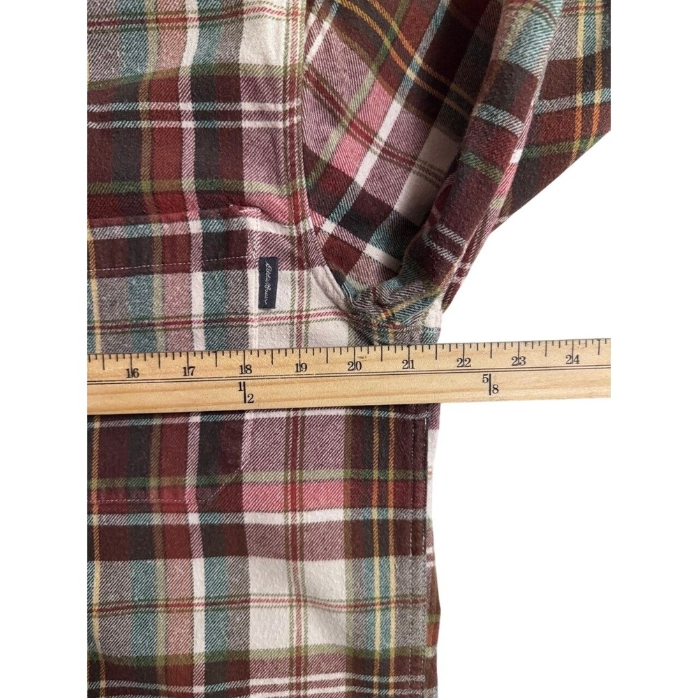 Eddie Bauer Flannel Shirt Mens Medium Red Plaid Button Down‎ Cotton Long Sleeve - Picture 8 of 10